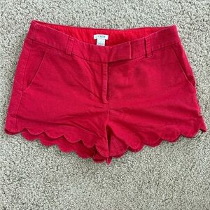 J. Crew Red Scalloped Shorts